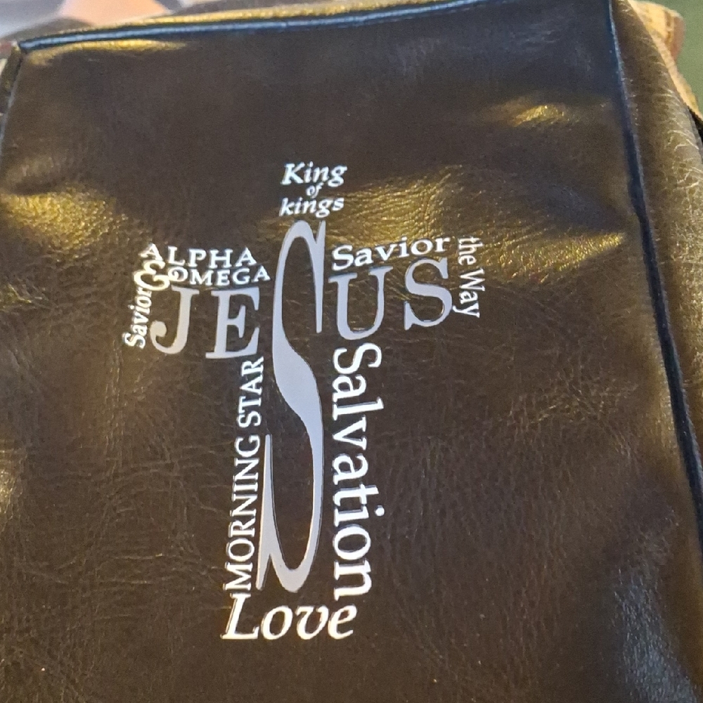 Black Religious Cross Embossed Men’s Bible Cover Bag